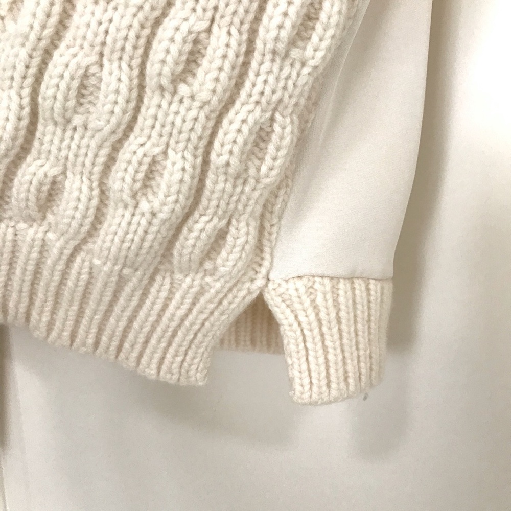 Cable Knit Sweater with Solid Fabric Back-S - Picture 4 of 4